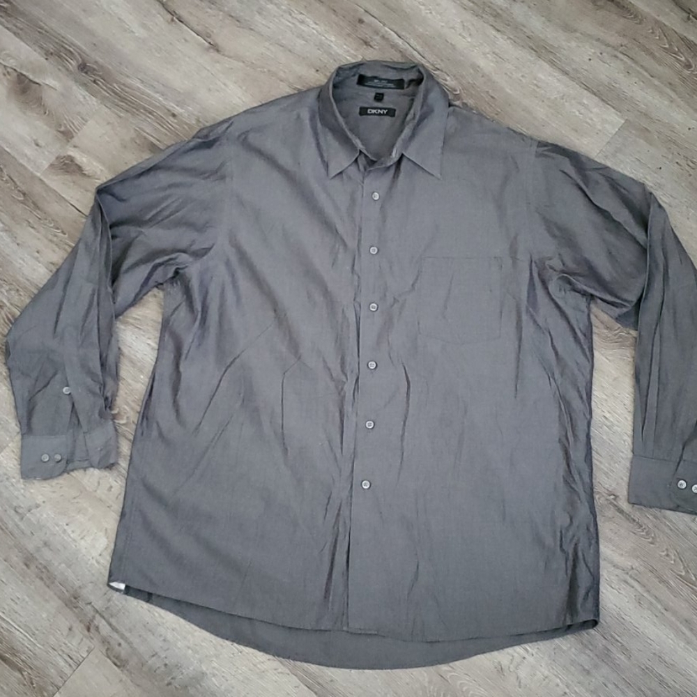 DKNY Button Up Dress Shirt 80s 2ply 17.5 - Picture 1 of 6